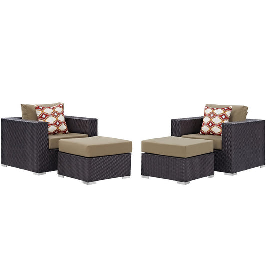 Convene 4 Piece Outdoor Patio Sectional Set in Espresso Mocha by Modway (EEI-2367)