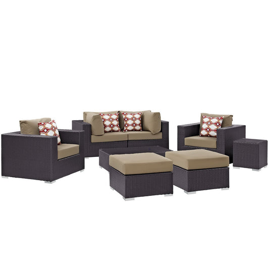 Convene 8 Piece Outdoor Patio Sectional Set in Espresso Mocha by Modway (EEI-2371)