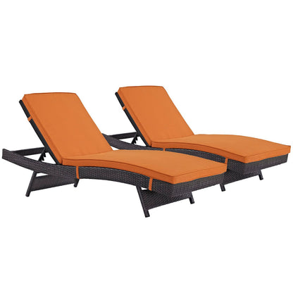 Convene Outdoor Patio Chaise Set of 2 in Espresso Orange by Modway (EEI-2428)