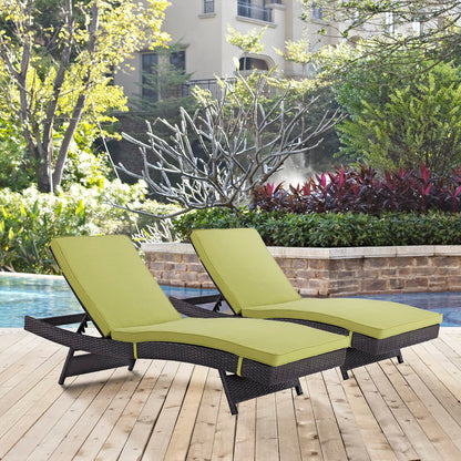 Convene Outdoor Patio Chaise Set of 2 in Espresso Peridot by Modway (EEI-2428)