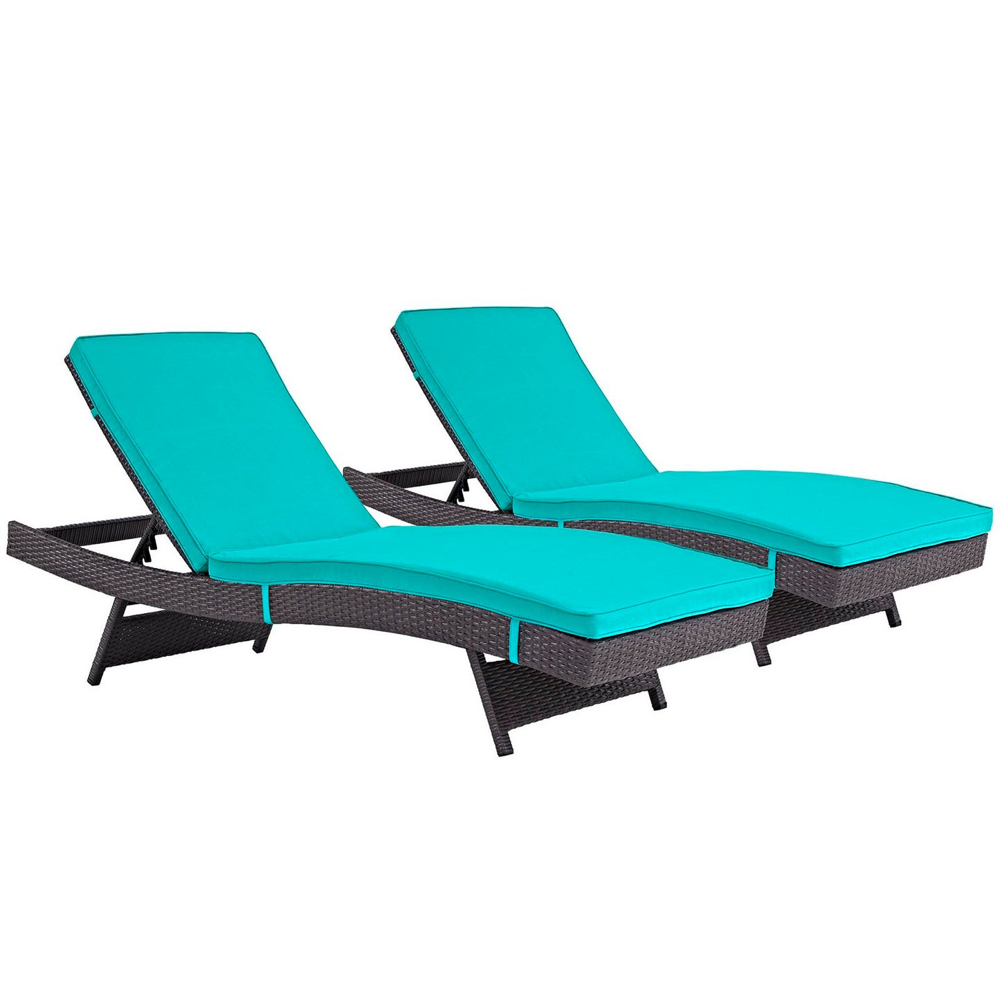 Convene Outdoor Patio Chaise Set of 2 in Espresso Turquoise by Modway (EEI-2428)