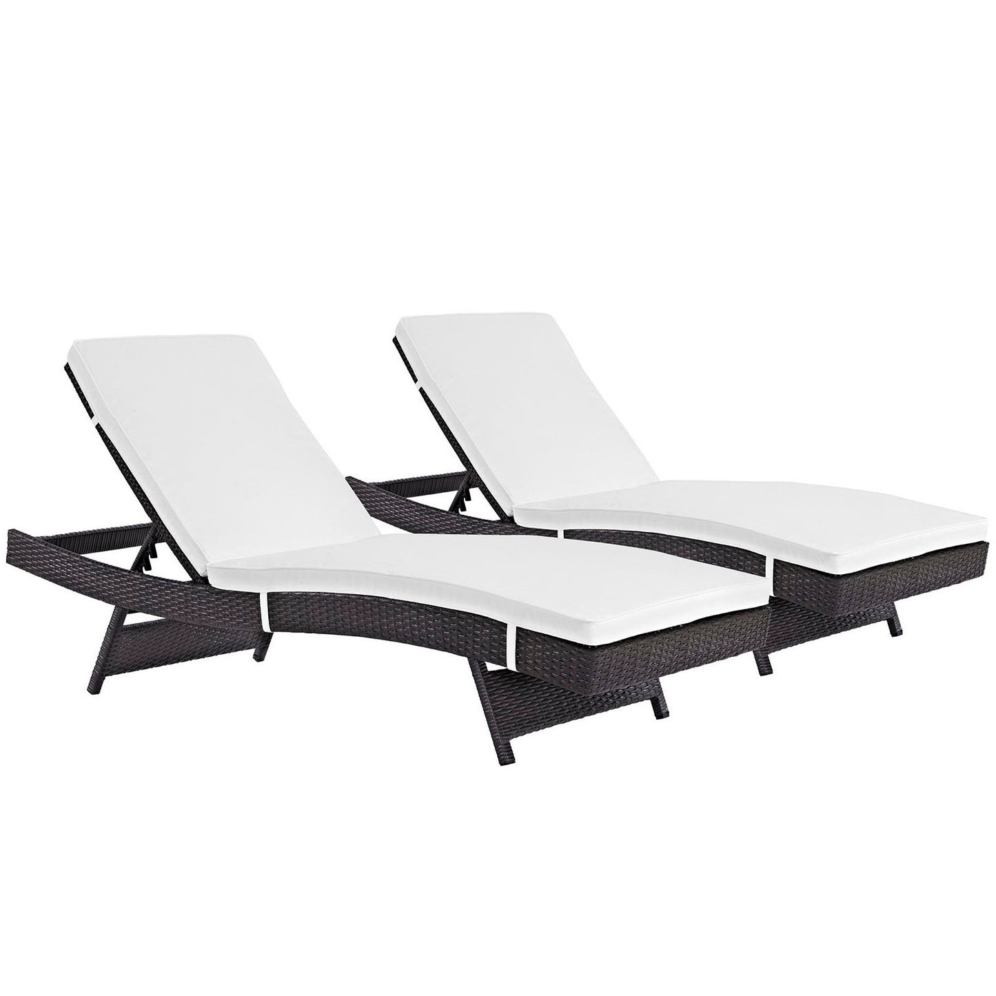 Convene Outdoor Patio Wicker Rattan Chaise Set of 2 (Espresso / White) by Modway Outdoor Chaise Lounge Set Modway 