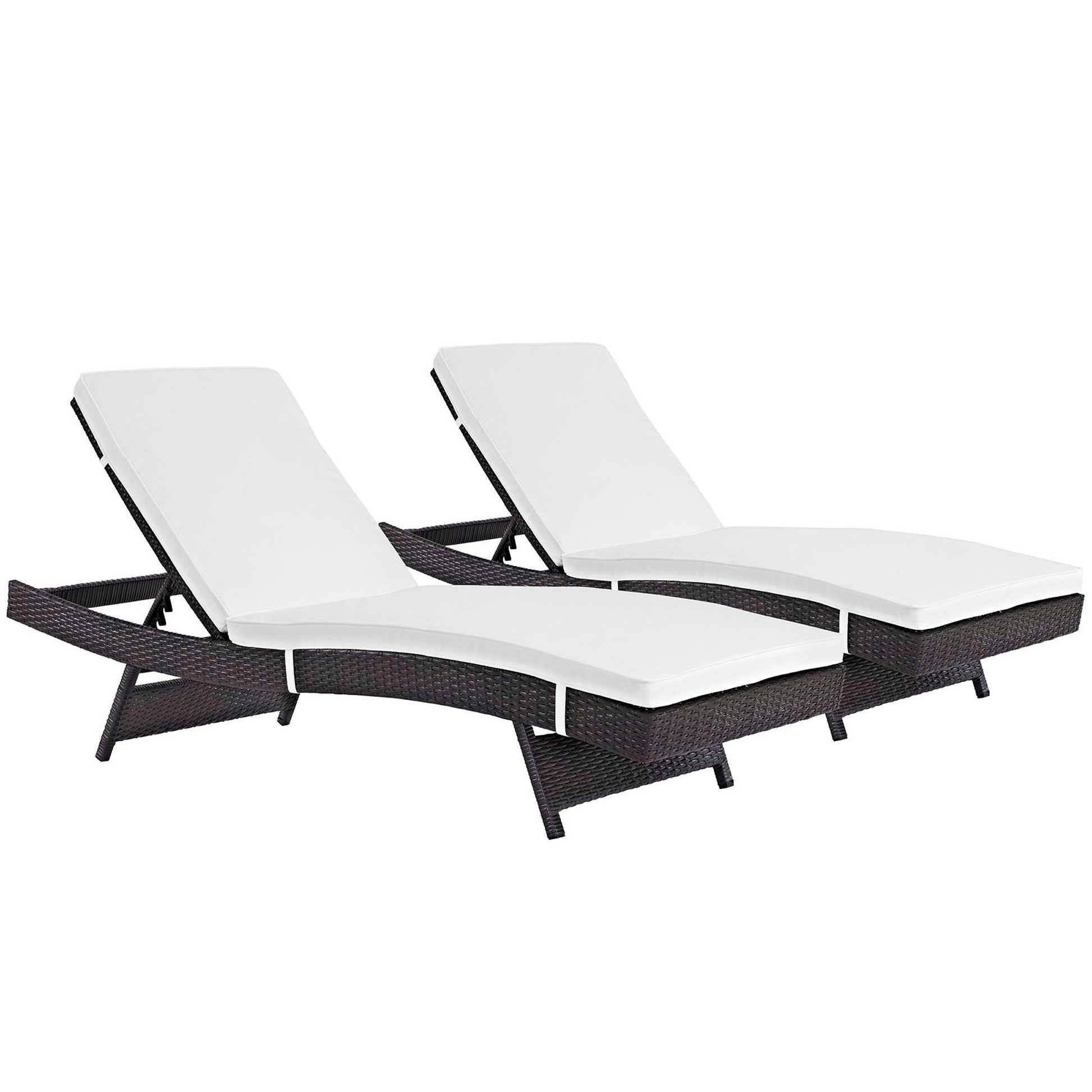 Convene Outdoor Patio Wicker Rattan Chaise Set of 2 (Espresso / White) by Modway Outdoor Chaise Lounge Set Modway 