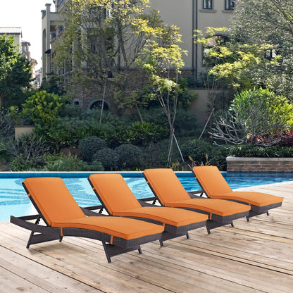 Convene Outdoor Patio Chaise Set of 4 in Espresso Orange by Modway (EEI-2429)