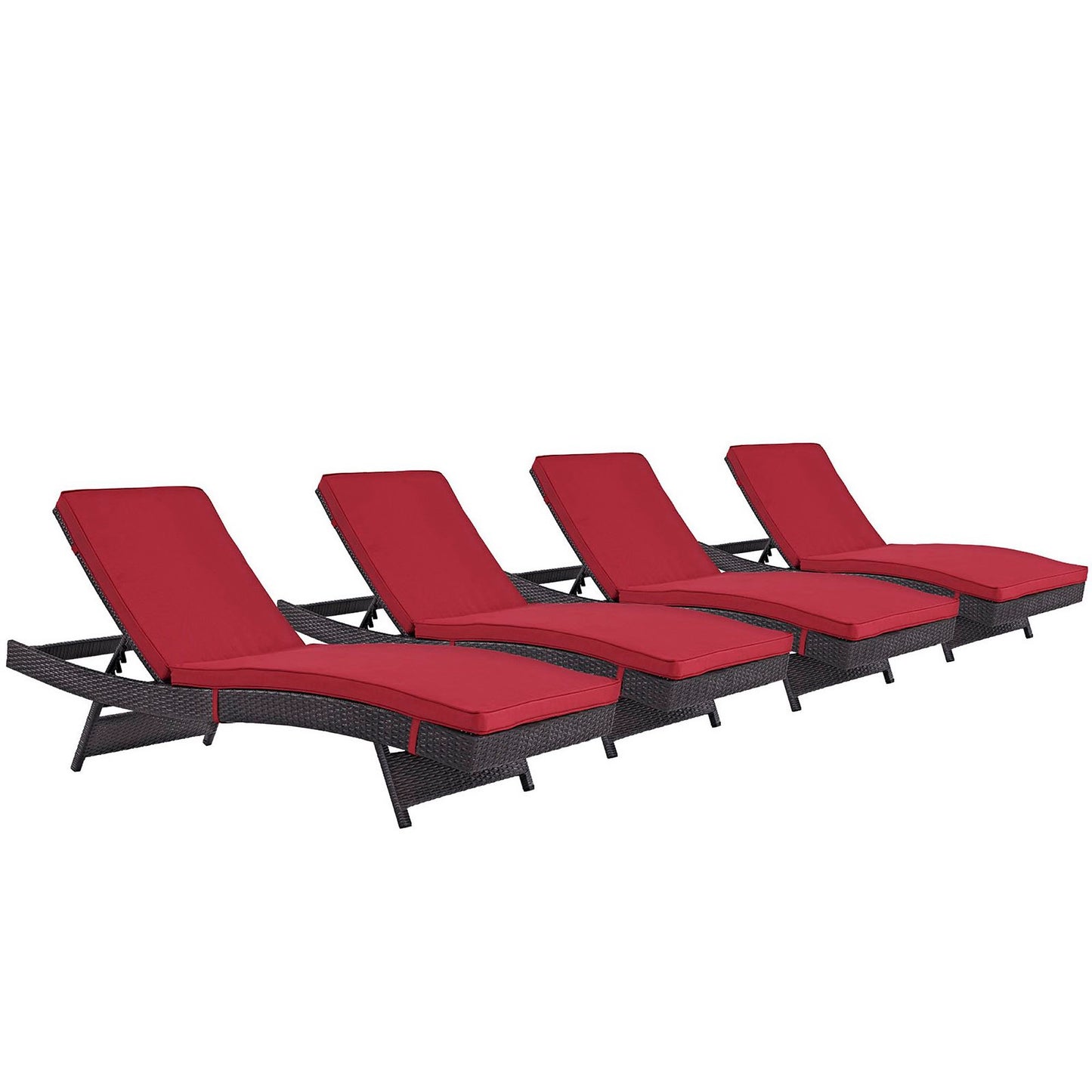 Convene Outdoor Patio Chaise Set of 4 in Espresso Red by Modway (EEI-2429)