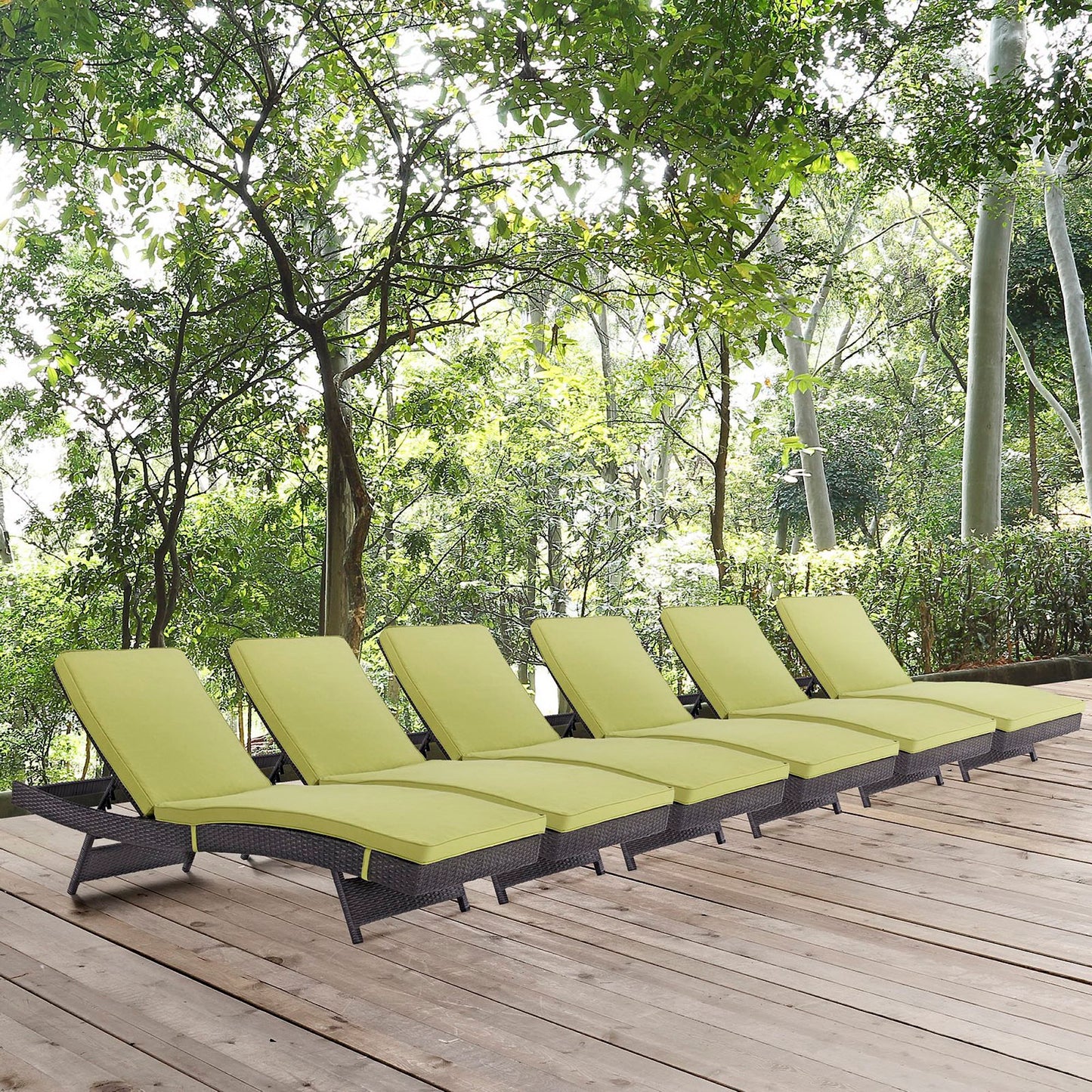Convene Outdoor Patio Chaise Set of 6 in Espresso Peridot by Modway (EEI-2430)