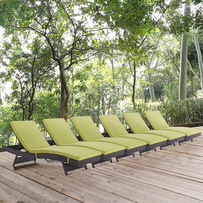 Convene Outdoor Patio Chaise Set of 6 in Espresso Peridot by Modway (EEI-2430)