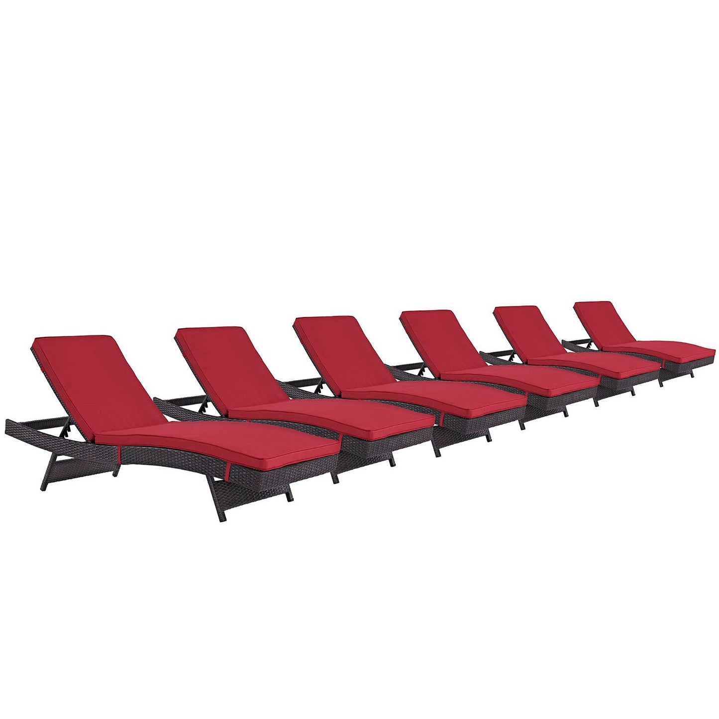 Convene Outdoor Patio Chaise Set of 6 in Espresso Red by Modway (EEI-2430)