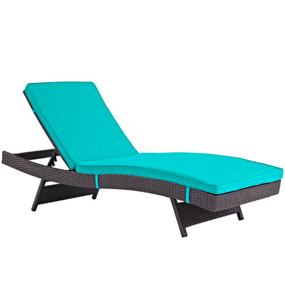 Convene Outdoor Patio Chaise Set of 6 in Espresso Turquoise by Modway (EEI-2430)