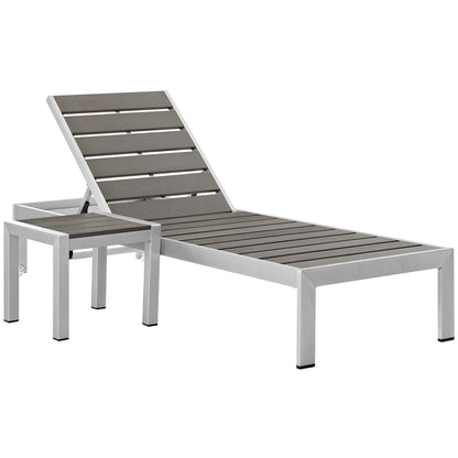 Shore 2 Piece Outdoor Patio Aluminum Set in Silver Gray by Modway (2465)