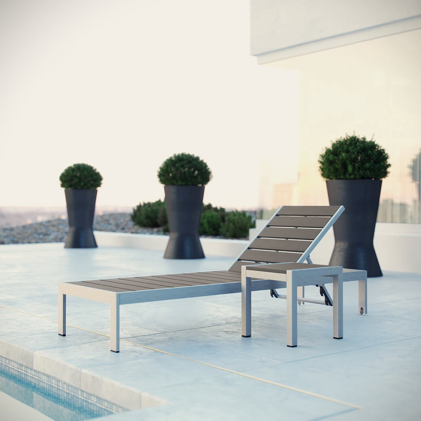Shore 2 Piece Outdoor Patio Aluminum Set in Silver Gray by Modway (2465)