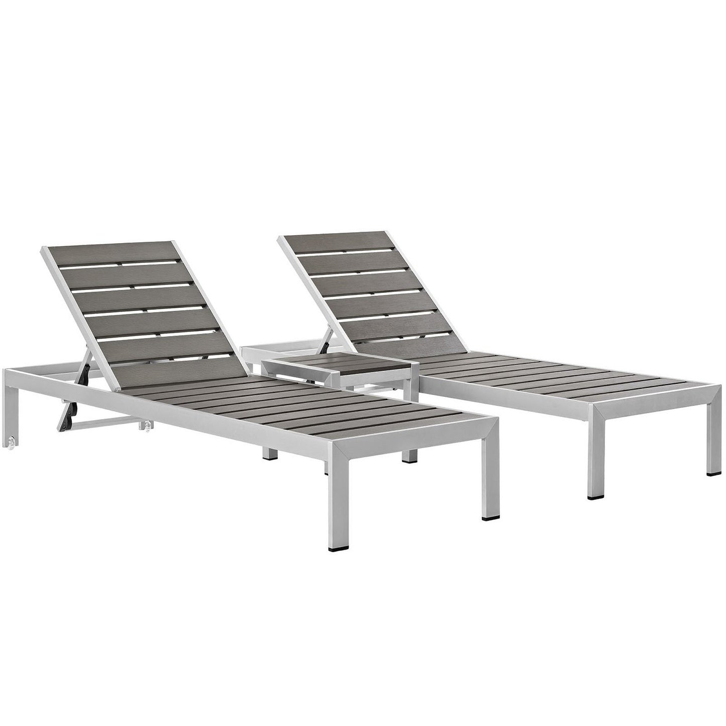Shore 3 Piece Outdoor Patio Aluminum Set in Silver Gray by Modway (2466)