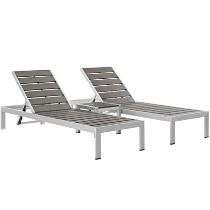 Shore 3 Piece Outdoor Patio Aluminum Set in Silver Gray by Modway (2466)