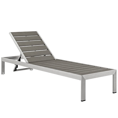 Shore Outdoor Patio Aluminum Chaise Set of 4 in Silver Gray by Modway (2468)