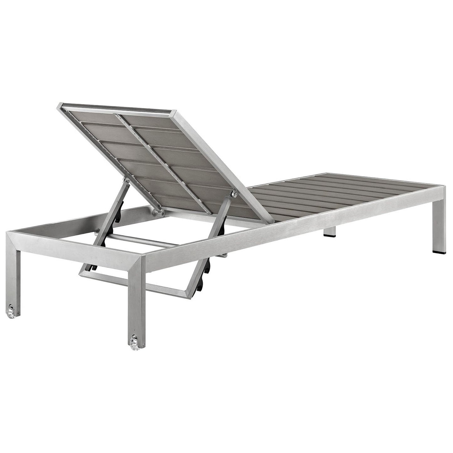 Shore Outdoor Patio Aluminum Chaise Set of 4 in Silver Gray by Modway (2468)