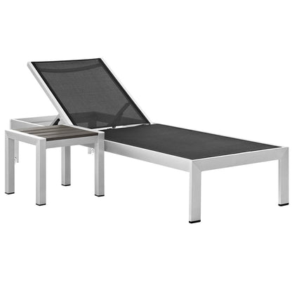 Shore 2 Piece Outdoor Patio Aluminum Set in Silver Black by Modway (2470)