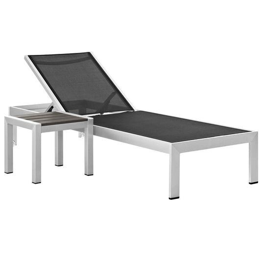 Shore 2 Piece Outdoor Patio Aluminum Set in Silver Black by Modway (2470)