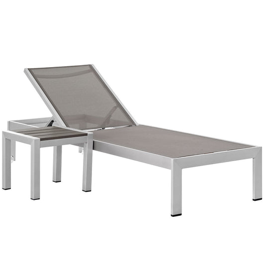 Shore 2 Piece Outdoor Patio Aluminum Set in Silver Gray by Modway (2470)