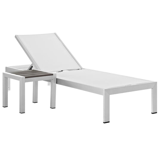 Shore 2 Piece Outdoor Patio Aluminum Set in Silver White by Modway (2470)