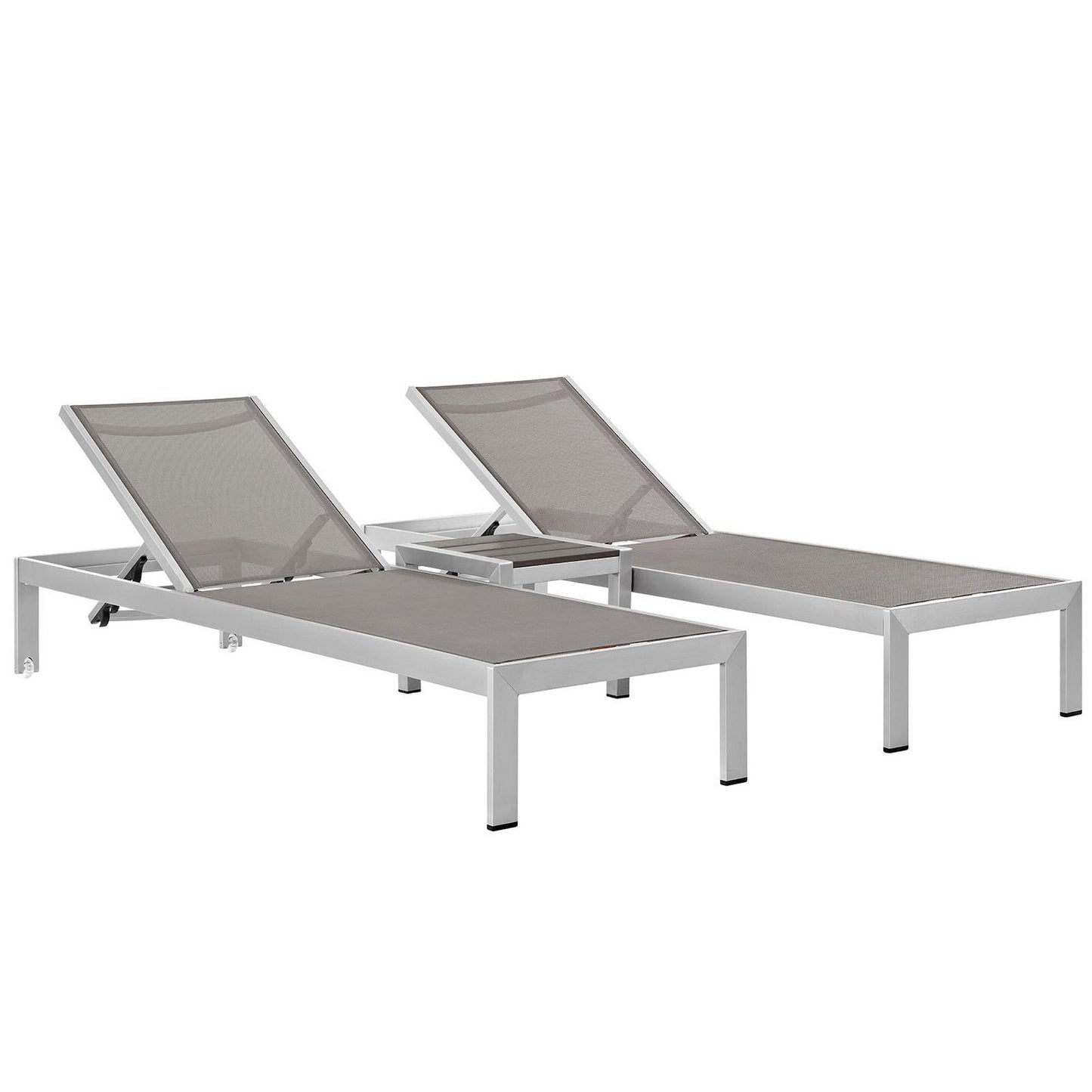 Shore 3 Piece Outdoor Patio Aluminum Set in Silver Gray by Modway (2471)