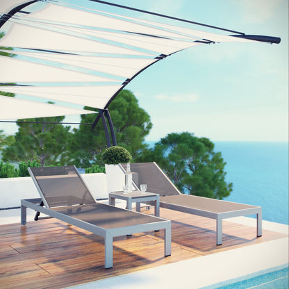 Shore 3 Piece Outdoor Patio Aluminum Set in Silver Gray by Modway (2471)