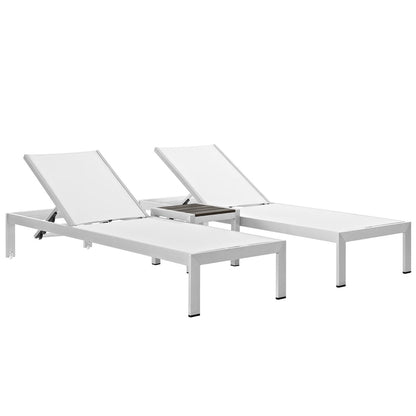 Shore 3 Piece Outdoor Patio Aluminum Set in Silver White by Modway (2471)