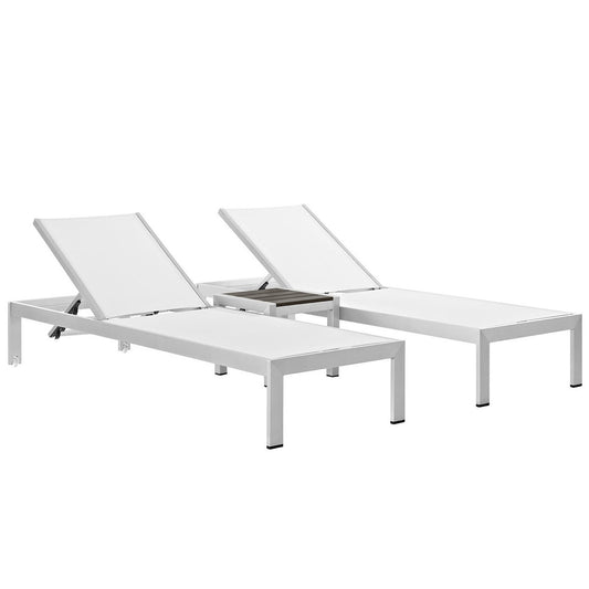 Shore 3 Piece Outdoor Patio Aluminum Set in Silver White by Modway (2471)