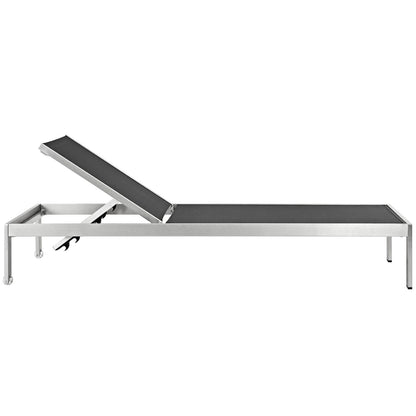Shore Outdoor Patio Aluminum Chaise Set of 2 in Silver Black by Modway (2472)