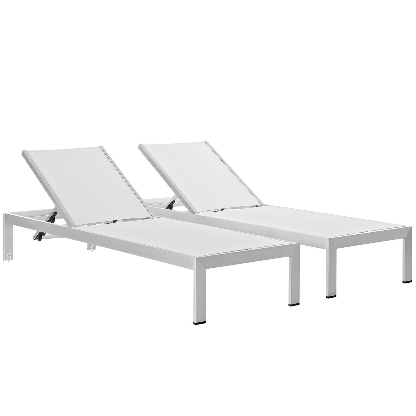 Shore Outdoor Patio Aluminum Chaise Set of 2 in Silver White by Modway (2472)