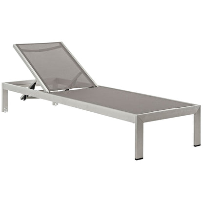Shore Outdoor Patio Aluminum Chaise Set of 4 in Silver Gray by Modway (2473)