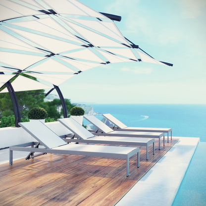 Shore Outdoor Patio Aluminum Chaise Set of 4 in Silver White by Modway (2473)