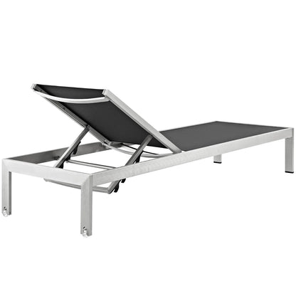 Shore Outdoor Patio Aluminum Chaise Set of 6 in Silver Black by Modway (2474)