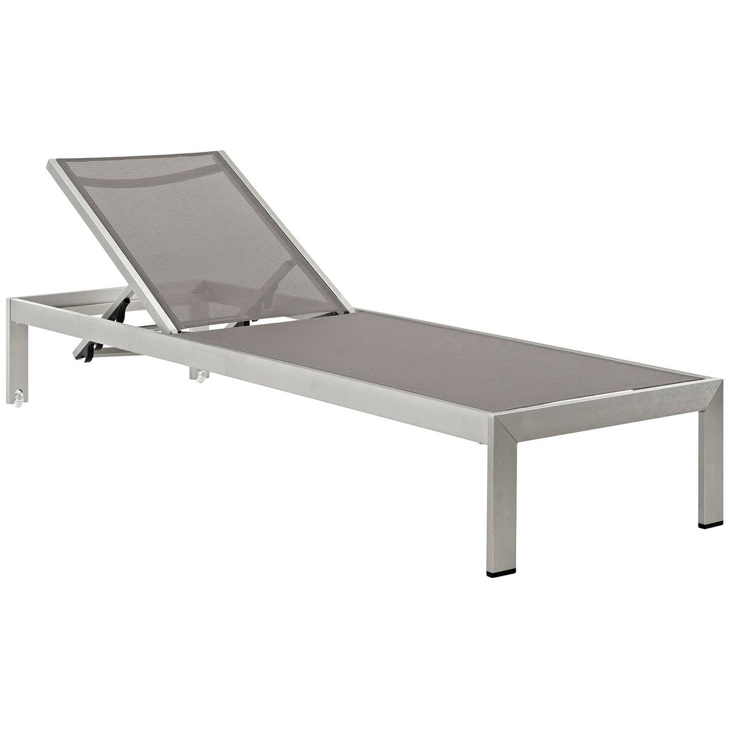 Shore Outdoor Patio Aluminum Chaise Set of 6 in Silver Gray by Modway (2474)