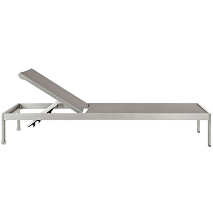 Shore Outdoor Patio Aluminum Chaise Set of 6 in Silver Gray by Modway (2474)