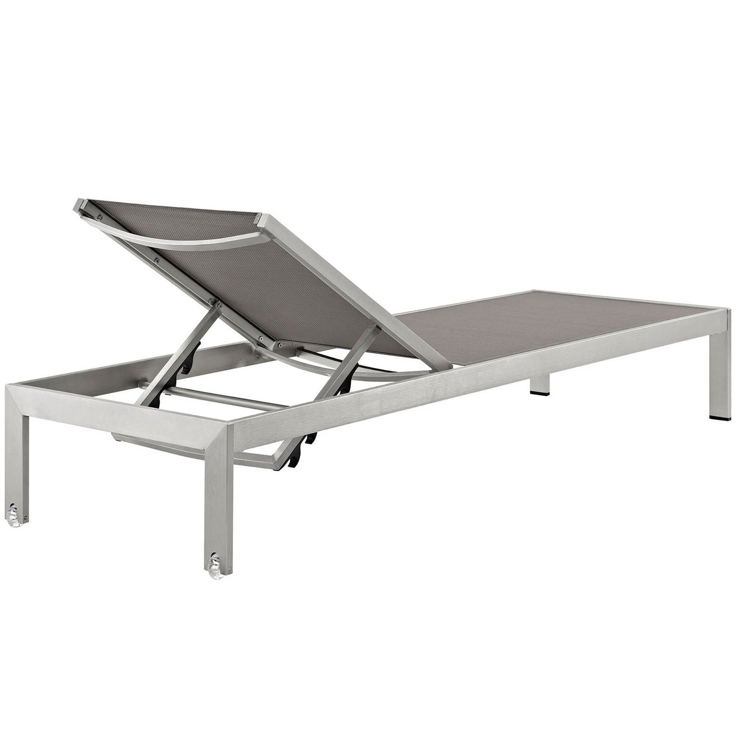 Shore Outdoor Patio Aluminum Chaise Set of 6 in Silver Gray by Modway (2474)
