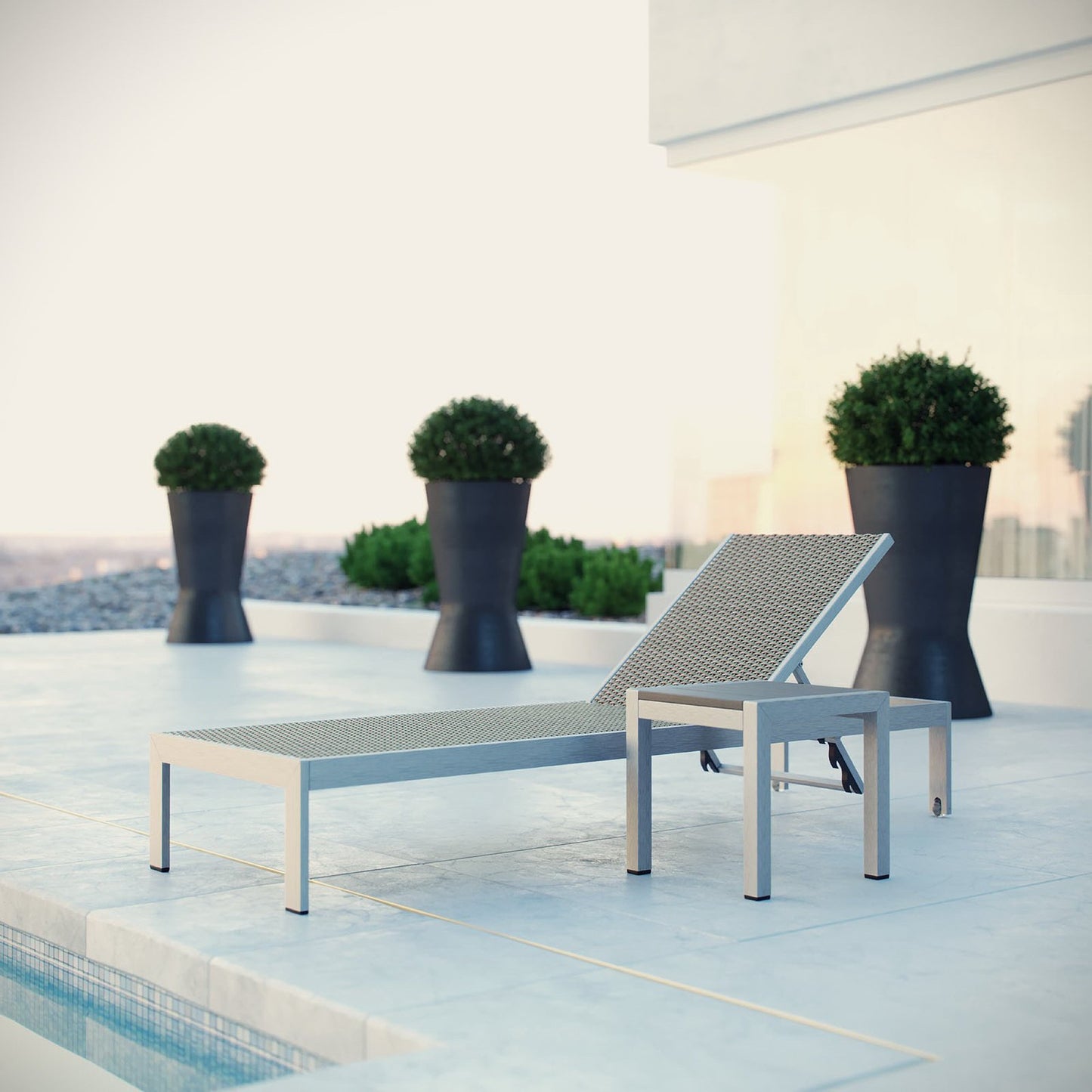 Shore 2 Piece Outdoor Patio Set in Silver Gray by Modway (2475)