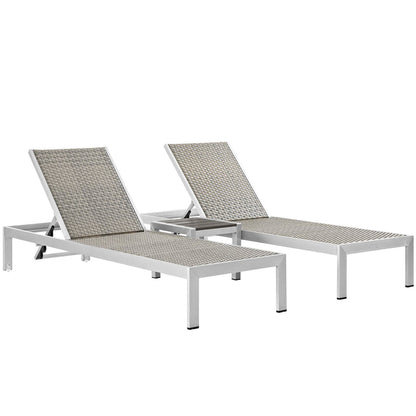 Shore 3 Piece Outdoor Patio Aluminum Set in Silver Gray by Modway (2476)
