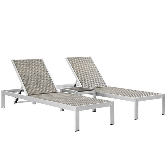 Shore 3 Piece Outdoor Patio Aluminum Set in Silver Gray by Modway (2476)