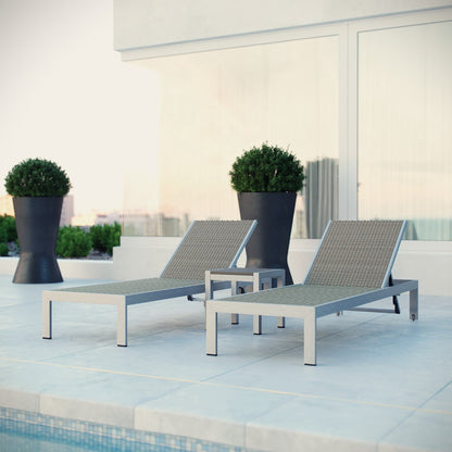 Shore 3 Piece Outdoor Patio Aluminum Set in Silver Gray by Modway (2476)