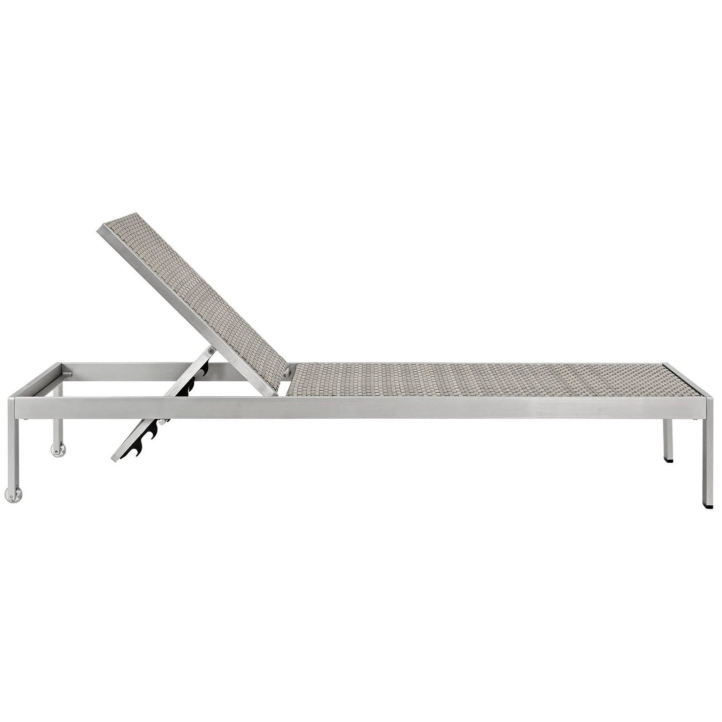 Shore Outdoor Patio Aluminum Chaise Set of 4 in Silver Gray by Modway (2478)