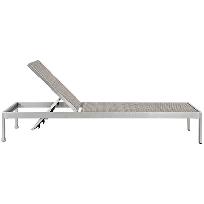 Shore Outdoor Patio Aluminum Chaise Set of 6 in Silver Gray by Modway (2479)