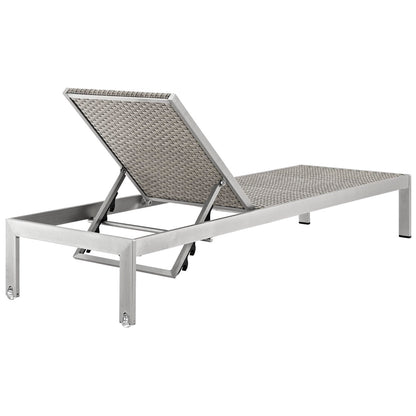 Shore Outdoor Patio Aluminum Chaise Set of 6 in Silver Gray by Modway (2479)