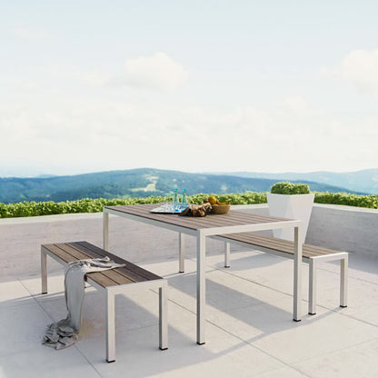 Shore 3 Piece Outdoor Patio Aluminum Dining Set in Silver Gray by Modway (2480)