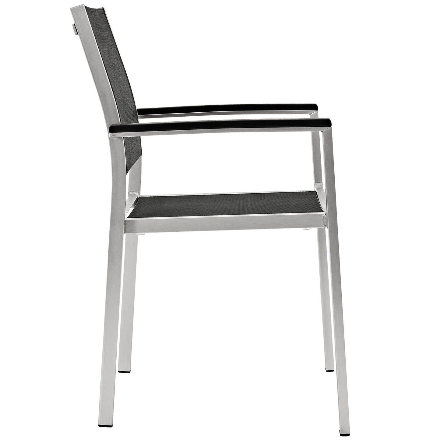Shore 5 Piece Outdoor Patio Aluminum Dining Set in Silver Black by Modway (2483)
