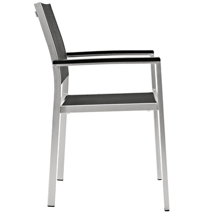 Shore 5 Piece Outdoor Patio Aluminum Dining Set in Silver Black by Modway (2483)