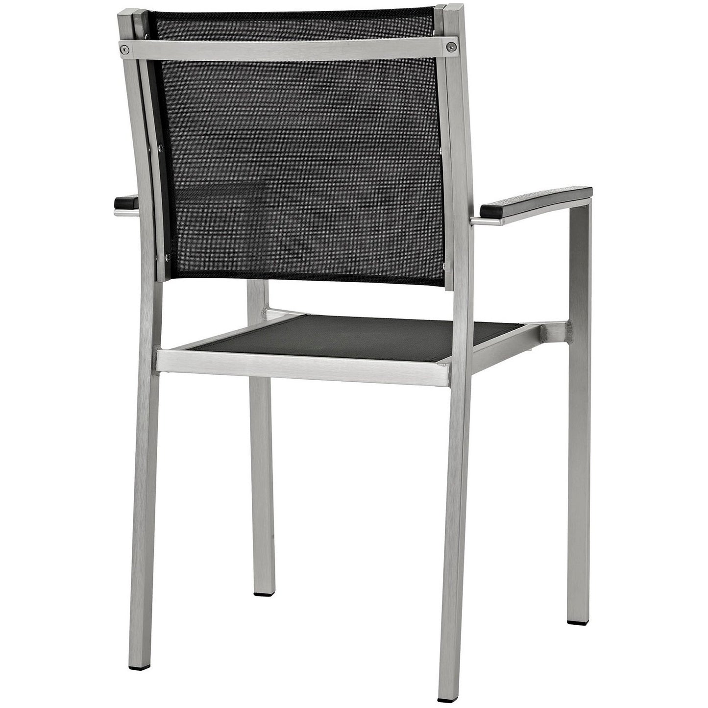 Shore 5 Piece Outdoor Patio Aluminum Dining Set in Silver Black by Modway (2483)