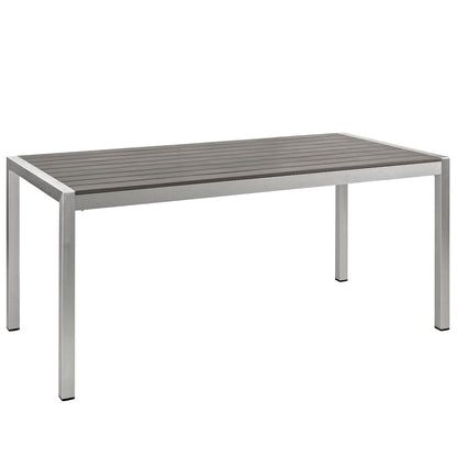 Shore 5 Piece Outdoor Patio Aluminum Dining Set in Silver Black by Modway (2483)