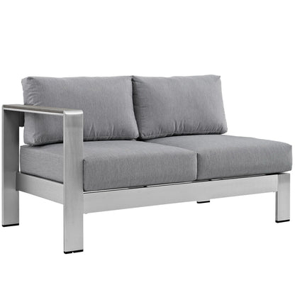 Shore 4 Piece Outdoor Patio Aluminum Sectional Sofa Set in Silver Gray by Modway (2559)