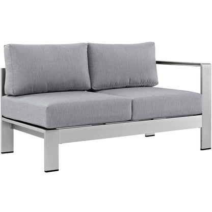 Shore 4 Piece Outdoor Patio Aluminum Sectional Sofa Set in Silver Gray by Modway (2559)