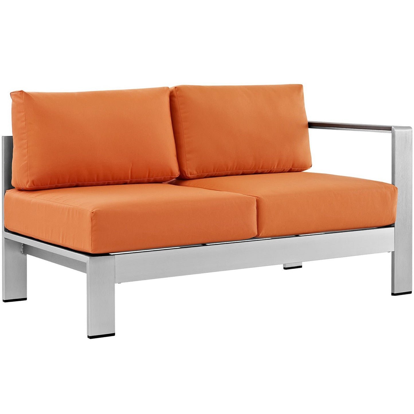 Shore 4 Piece Outdoor Patio Aluminum Sectional Sofa Set in Silver Orange by Modway (2559)